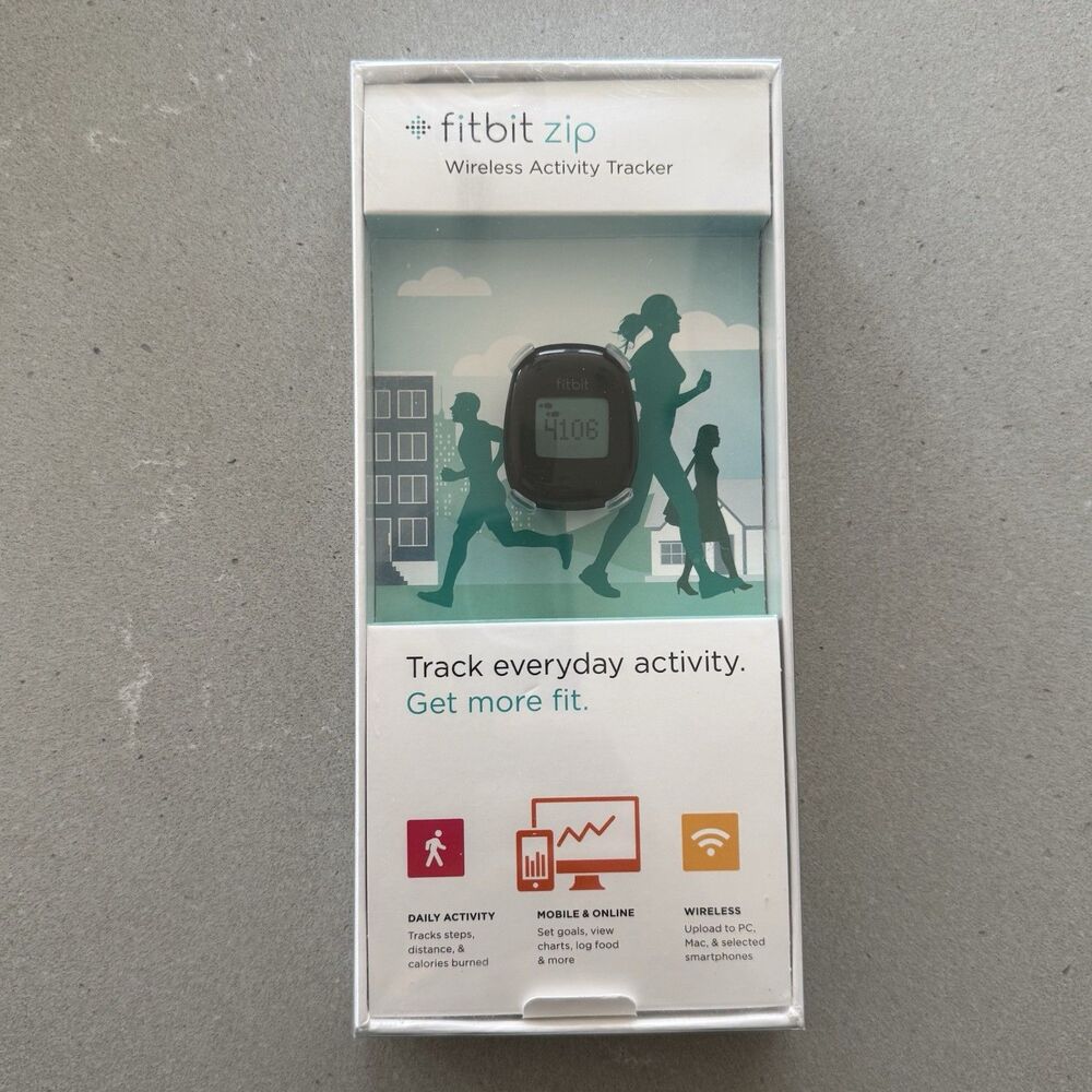 Fitbit Zip Wireless Activity Tracker Charcoal Black Step Counter Complete Box